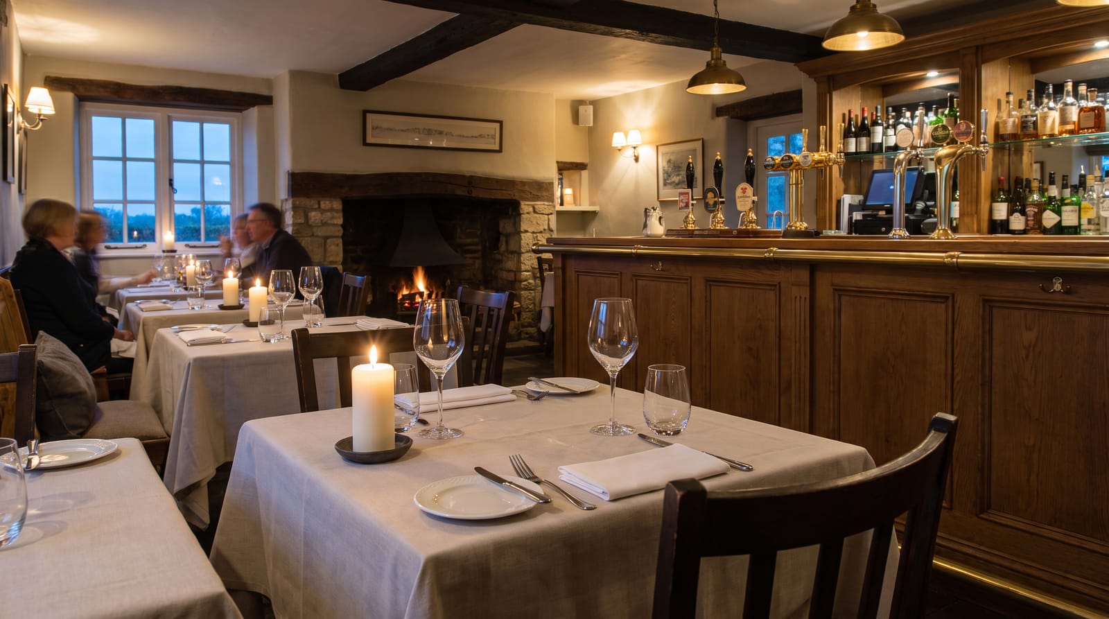 A village bistro, in sharp focus